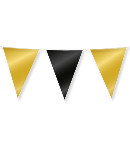 Feestbazaar Folie Vlaggenlijn Goud/Zwart (10m)