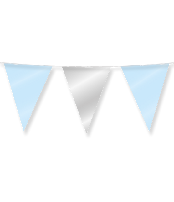 Feestbazaar Folie Vlaggenlijn Lichtblauw/Zilver (10m)