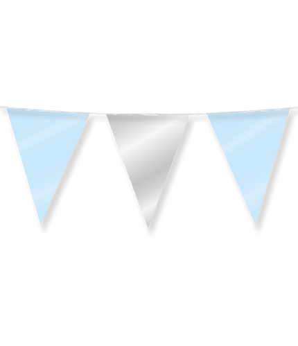 Feestbazaar Folie Vlaggenlijn Lichtblauw/Zilver (10m)