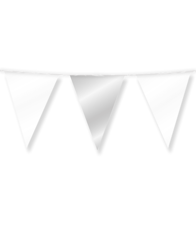 Feestbazaar Folie Vlaggenlijn Parelwit/Zilver (10m)