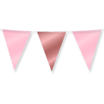 Feestbazaar Folie Vlaggenlijn Roségoud/Roze (10m)
