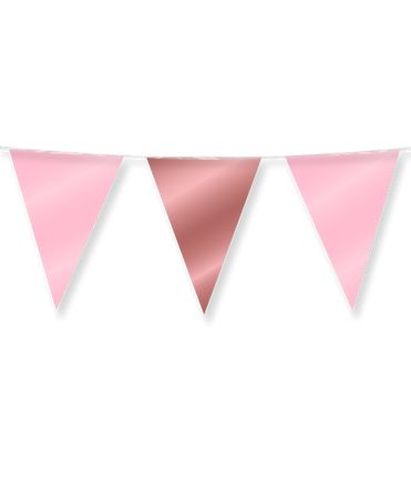 Feestbazaar Folie Vlaggenlijn Roségoud/Roze (10m)