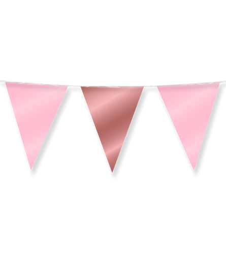 Feestbazaar Folie Vlaggenlijn Roségoud/Roze (10m)