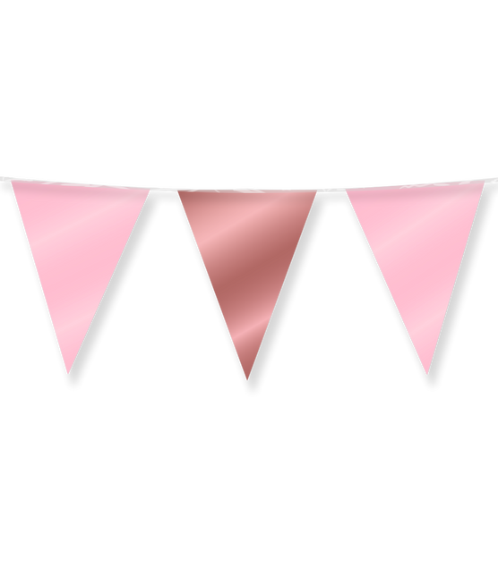 Feestbazaar Folie Vlaggenlijn Roségoud/Roze (10m)