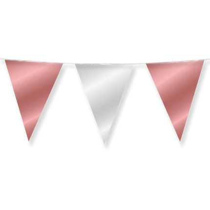 Feestbazaar Folie Vlaggenlijn Roségoud/Zilver (10m)