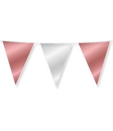 Feestbazaar Folie Vlaggenlijn Roségoud/Zilver (10m)