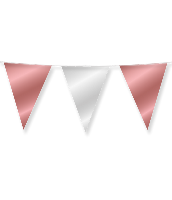 Feestbazaar Folie Vlaggenlijn Roségoud/Zilver (10m)