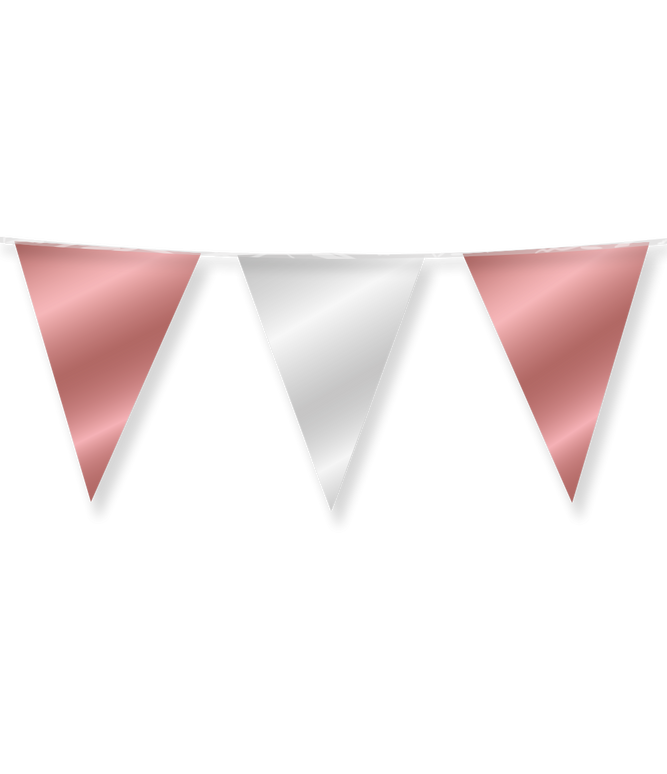 Feestbazaar Folie Vlaggenlijn Roségoud/Zilver (10m)