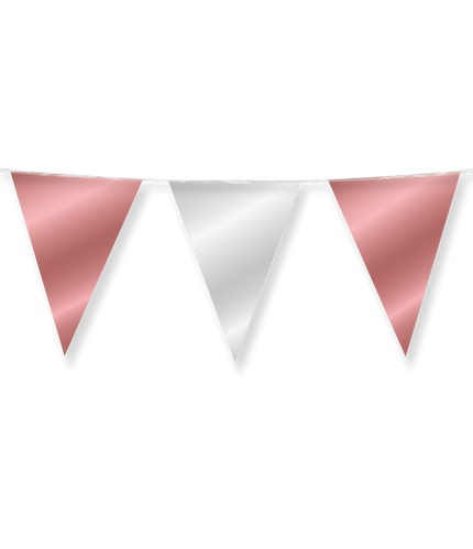 Feestbazaar Folie Vlaggenlijn Roségoud/Zilver (10m)