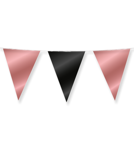 Feestbazaar Folie Vlaggenlijn Roségoud/Zwart (10m)