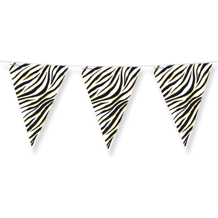 Feestbazaar Folie Vlaggenlijn Zebraprint (10m)