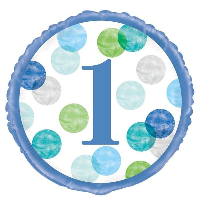 Feestbazaar Folieballon 1 Jaar Verjaardag Stippen Blauw