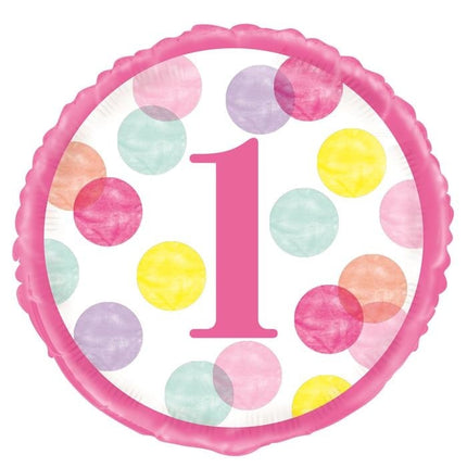 Feestbazaar Folieballon 1 Jaar Verjaardag Stippen Roze