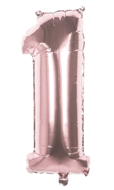 Feestbazaar Folieballon '1' Roségoud groot