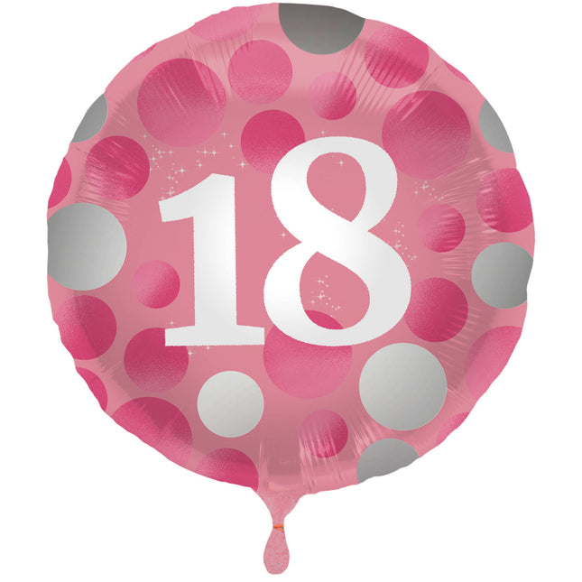 Feestbazaar Folieballon 18 Jaar Glossy Pink (45cm)