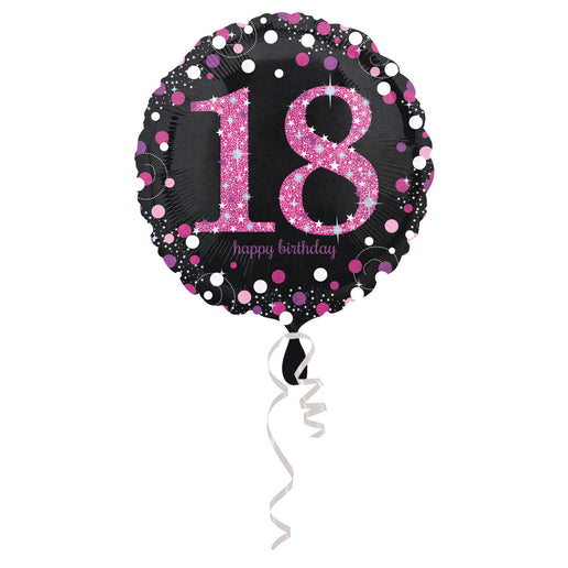 Feestbazaar FolieBallon 18 jaar happy birthday sparkling pink 43cm