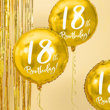 Feestbazaar Folieballon 18th Birthday goud (45cm)