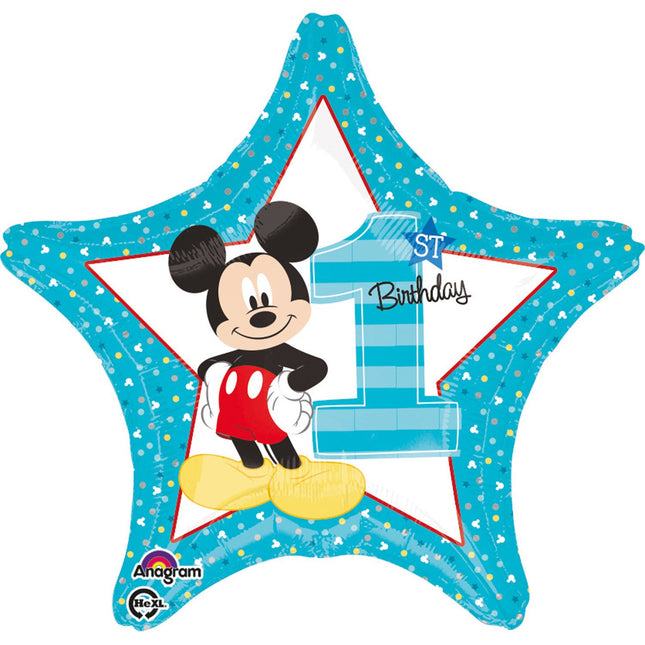 Feestbazaar Folieballon 1st Birthday Mickey Mouse - 43 cm