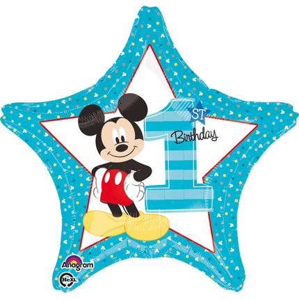 Feestbazaar Folieballon 1st Birthday Mickey Mouse - 43 cm