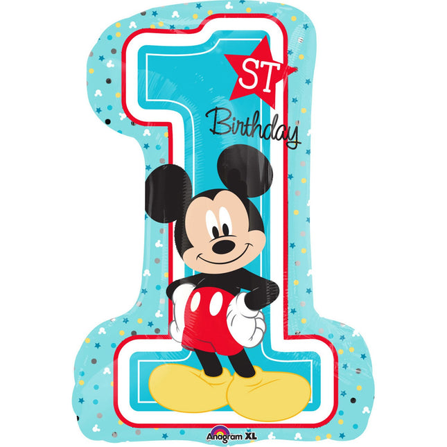 Feestbazaar Folieballon 1st Birthday Mickey Mouse XL cijfer