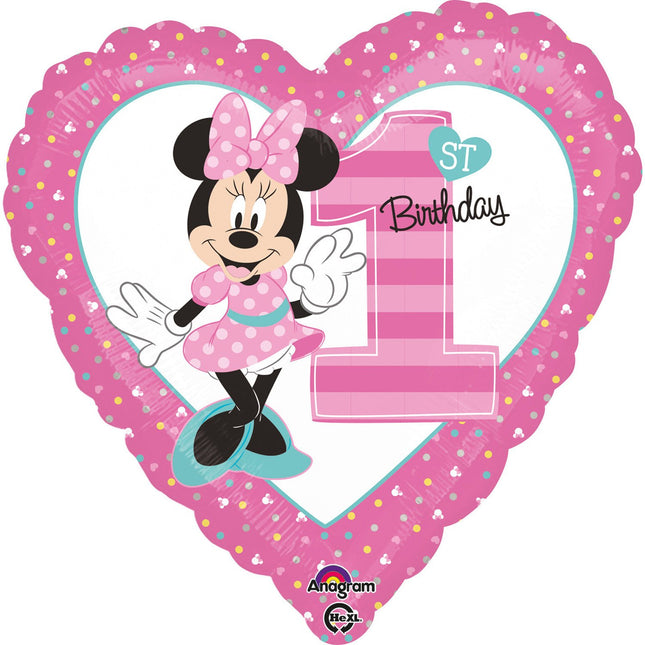 Feestbazaar Folieballon 1st Birthday Minnie Mouse - 43 cm