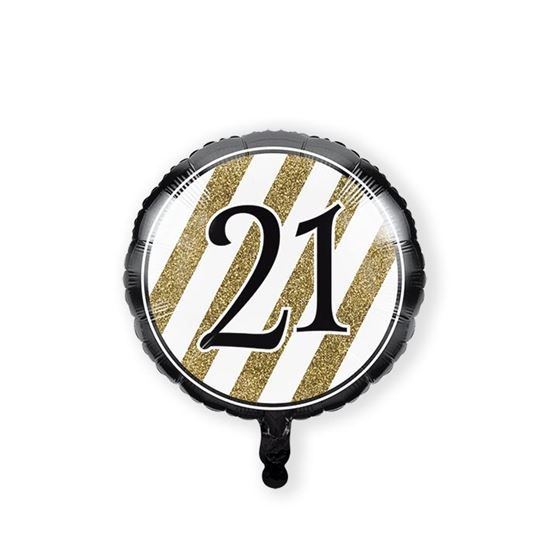 Feestbazaar Folieballon '21' Black & Gold (46cm)