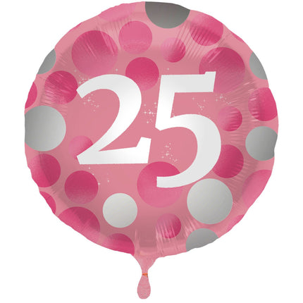 Feestbazaar Folieballon 25 Jaar Glossy Pink (45cm)