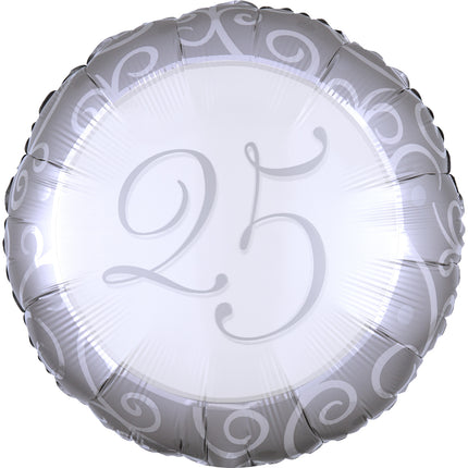 Feestbazaar Folieballon 25 Jaar Jubileum Zilver (43cm)