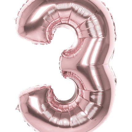 Feestbazaar Folieballon '3' Roségoud groot