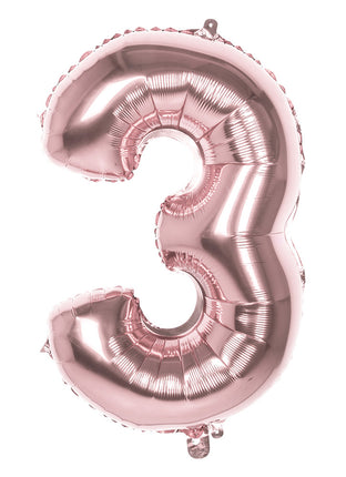 Feestbazaar Folieballon '3' Roségoud groot