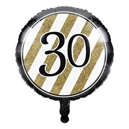 Feestbazaar Folieballon '30' Black & Gold (46cm)