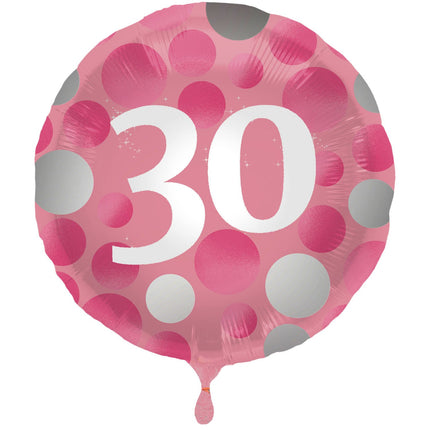 Feestbazaar Folieballon 30 Jaar Glossy Pink (45cm)