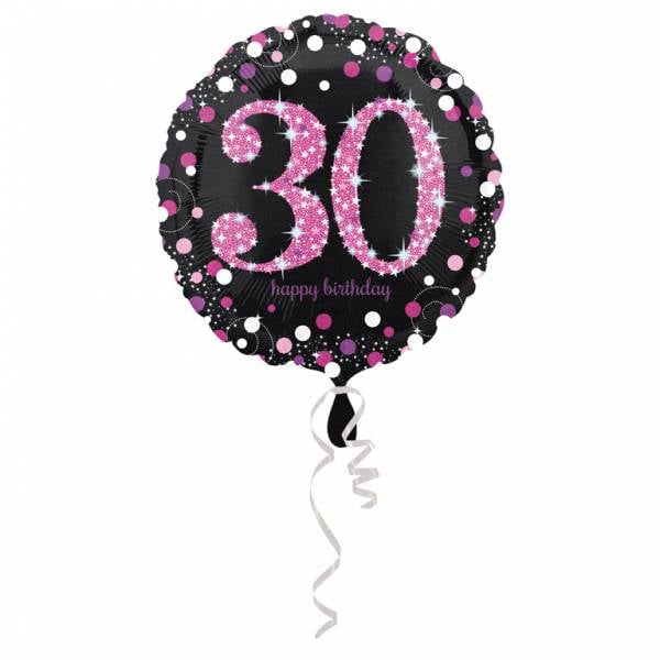 Feestbazaar FolieBallon 30 jaar happy birthday pink 43cm