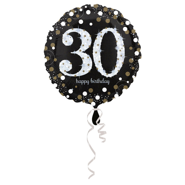 Feestbazaar FolieBallon 30 jaar happy birthday sparkling gold 43cm