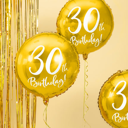 Feestbazaar Folieballon 30th Birthday goud (45cm)