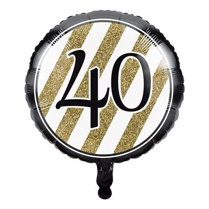 Feestbazaar Folieballon '40' Black & Gold (46cm)