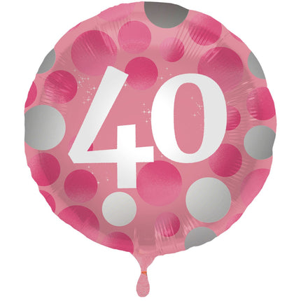Feestbazaar Folieballon 40 Jaar Glossy Pink (45cm)