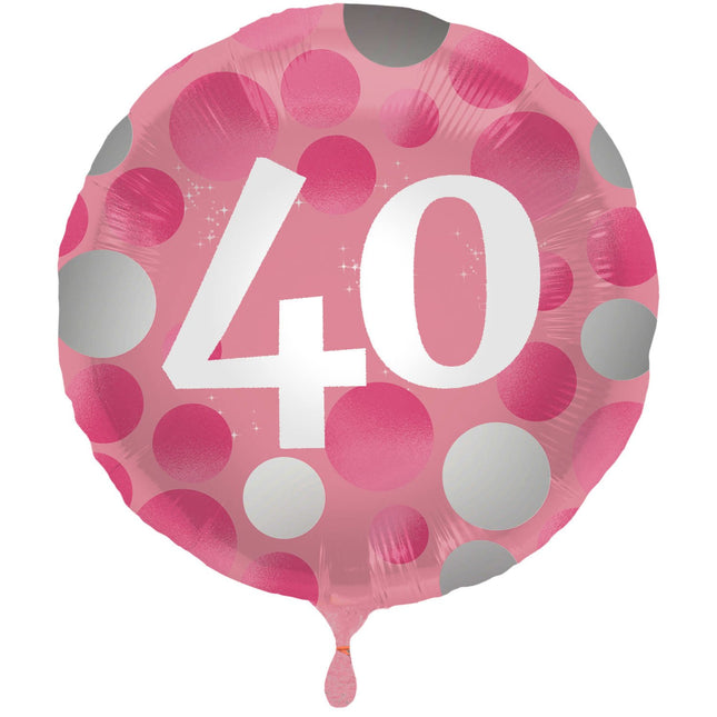 Feestbazaar Folieballon 40 Jaar Glossy Pink (45cm)