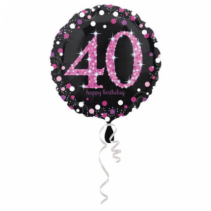Feestbazaar FolieBallon 40 jaar happy birthday pink 43cm