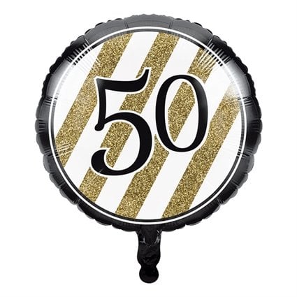 Feestbazaar Folieballon '50' Black & Gold (46cm)