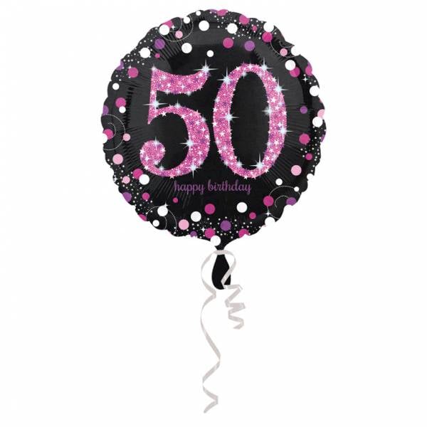 Feestbazaar FolieBallon 50 jaar happy birthday pink 43cm