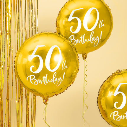 Feestbazaar Folieballon 50th Birthday goud (45cm)