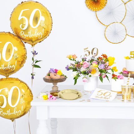 Feestbazaar Folieballon 50th Birthday goud (45cm)