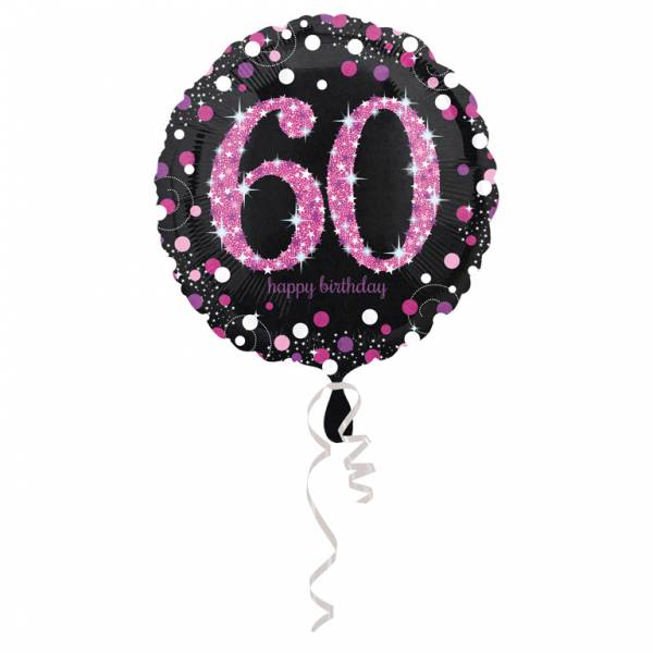 Feestbazaar FolieBallon 60 jaar happy birthday Pink 43cm