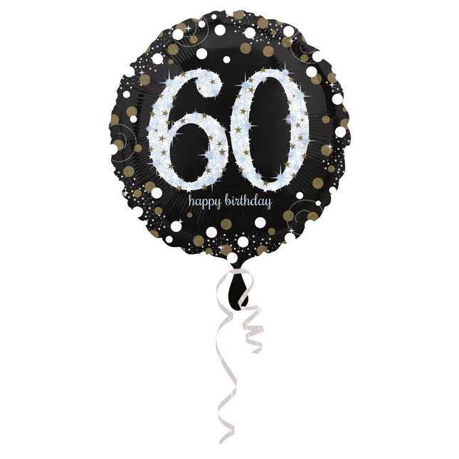 Feestbazaar Folieballon 60 Jaar Happy Birthday Zilver 43cm