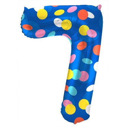Feestbazaar Folieballon '7' Kleurrijke Stippen