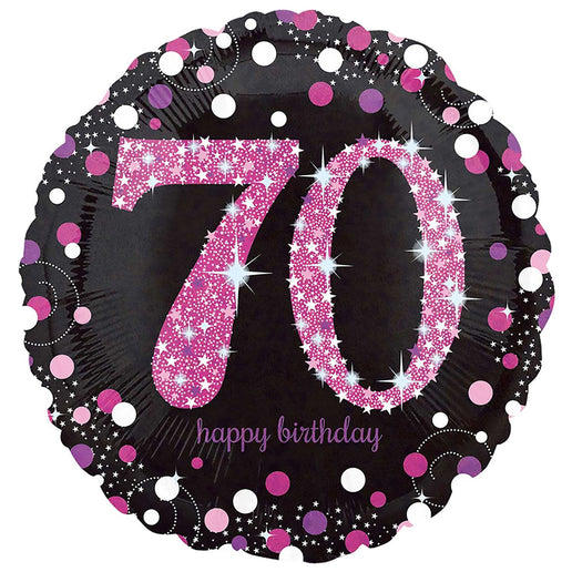 Feestbazaar FolieBallon 70 jaar happy birthday sparkling pink 43cm