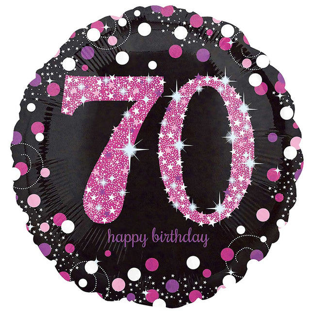 Feestbazaar FolieBallon 70 jaar happy birthday sparkling pink 43cm