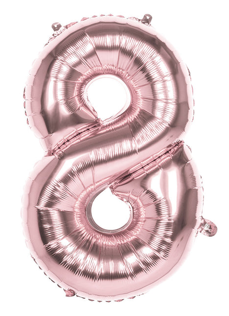 Feestbazaar Folieballon '8' Roségoud groot