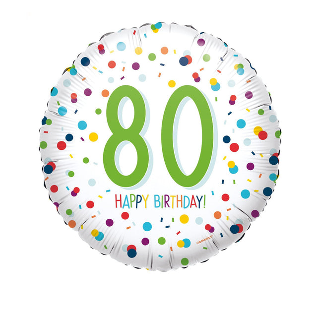 Feestbazaar Folieballon 80 Jaar Confetti Print - 45cm